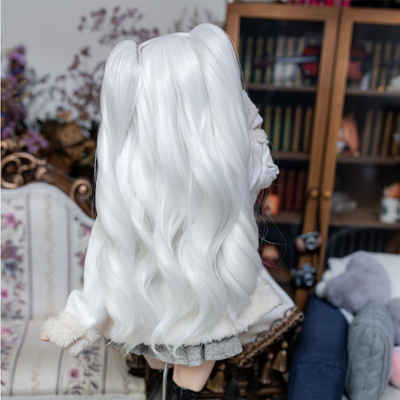 taobao agent Elvis pine squirrel 3 minutes, 4 minutes, 6 minutes, white curly hair double ponytail BJD baby use heat -resistant wire wig spot