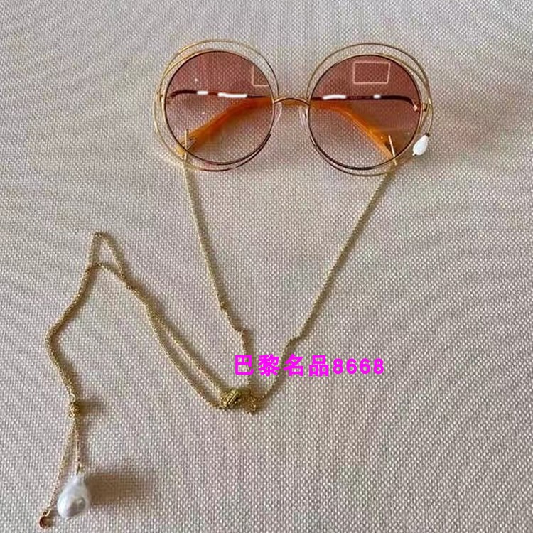 Picture 12021 European and American fashion midfielder personality female Large frame Show thin circular ultraviolet-proof chain Sunglasses Sun glasses