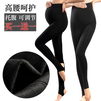 孕妇袜子秋冬款打底裤袜秋装丝袜托腹可调节薄绒踩脚连裤连体袜裤
