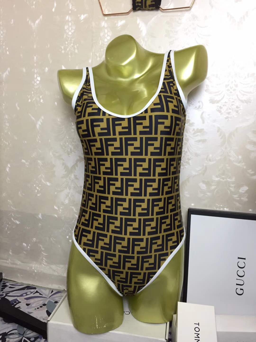 White Edge2019 new pattern Europe and America Double f letter printing Conjoined body Bikini ma'am Swimsuit Swimwear Bikini bikini