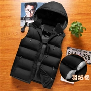 Vest nam mùa thu và mùa đông Phiên bản Hàn Quốc của mũ trùm đầu ấm áp cotton thanh niên vest nam dày áo khoác vest kích thước lớn vest