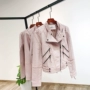 Áo khoác da nữ màu hồng ngắn cổ áo thon gọn 2019 xuân hè mới áo khoác xe máy pu phiên bản Hàn Quốc của áo khoác nhỏ thủy triều - Quần áo da áo khoác da thật