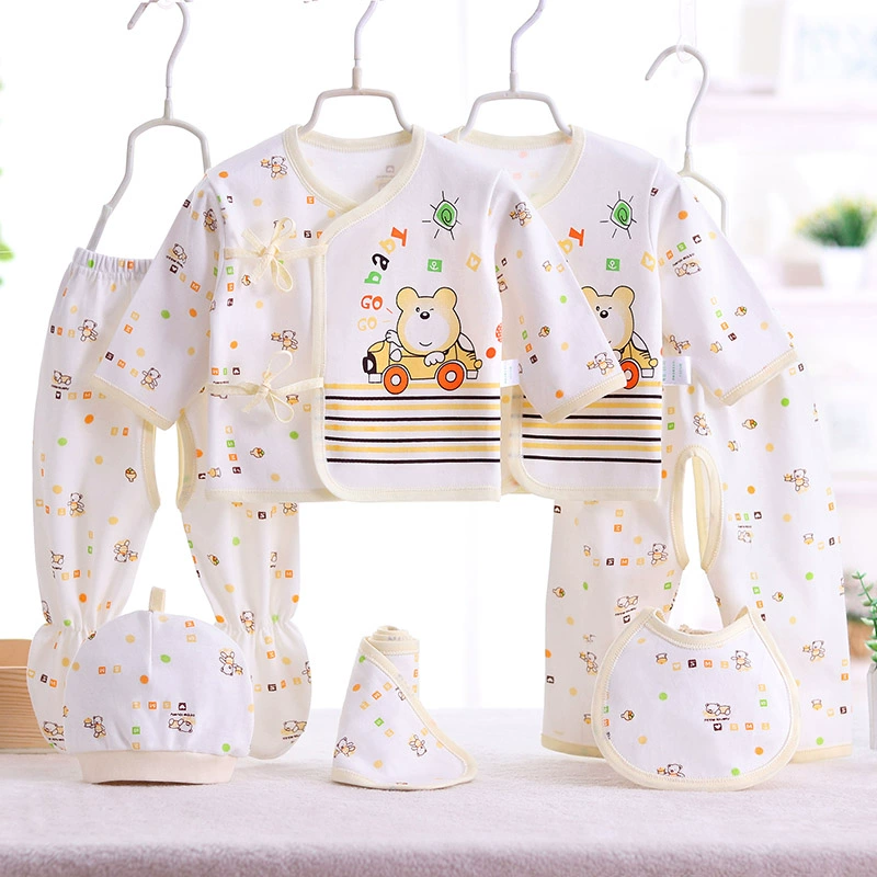 Quần áo sơ sinh 0-3 tháng cotton cho bé bộ đồ lót cho bé sơ sinh tu sĩ quần áo mùa thu quần áo bảy mảnh - Quần áo lót