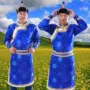 Áo choàng Mông nam dành cho người lớn cuộc sống truyền thống mặc hàng ngày của nam giới mới Nội Mông trình diễn trang phục quốc gia màu xanh gió shop quần áo dân tộc