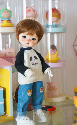 taobao agent [Doggy sweater] BJD small six -point baby clothing large fish body sweater and apricot powder group self -made
