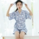 Đồ ngủ nữ mùa hè cotton ngắn tay ngắn Quần áo kimono phong cách Nhật Bản phục vụ nhà mỏng mỏng kích thước lớn phù hợp với hai mảnh - Giống cái