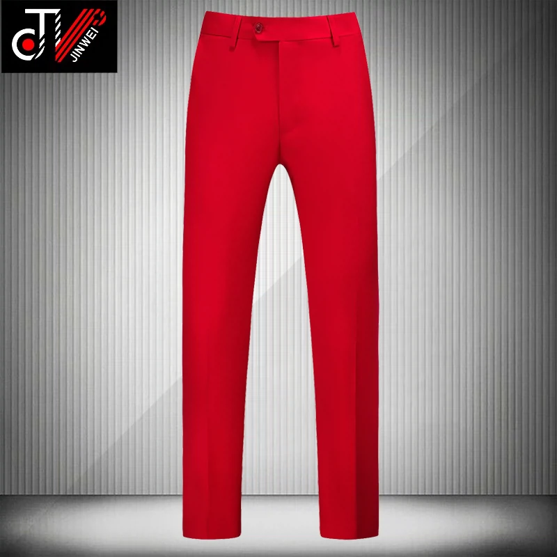 Quần tây công sở màu đỏ mỏng nam phiên bản Hàn Quốc của xu hướng quần ống suông thẳng cỡ lớn quần trẻ trung phù hợp - Suit phù hợp