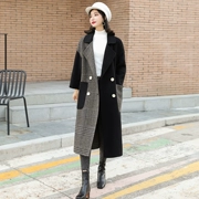 Áo khoác len nữ hai mặt 2019 mùa đông mới của phụ nữ Thời trang Hàn Quốc khí chất len ​​cao cấp kẻ sọc - Áo len lót đôi