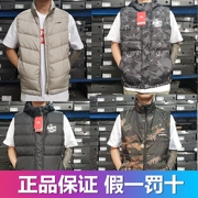 Li Ning down vest nam 2018 mùa đông mới không mũ trùm đầu ngụy trang vest giải trí AMRN031 027 019 - Áo thể thao