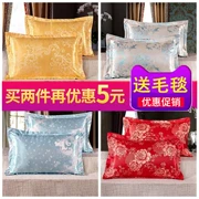 Jacquard satin gối một cặp tải vận chuyển một mảnh đôi gối gối da 48 * 74cm ký túc xá độc thân - Gối trường hợp