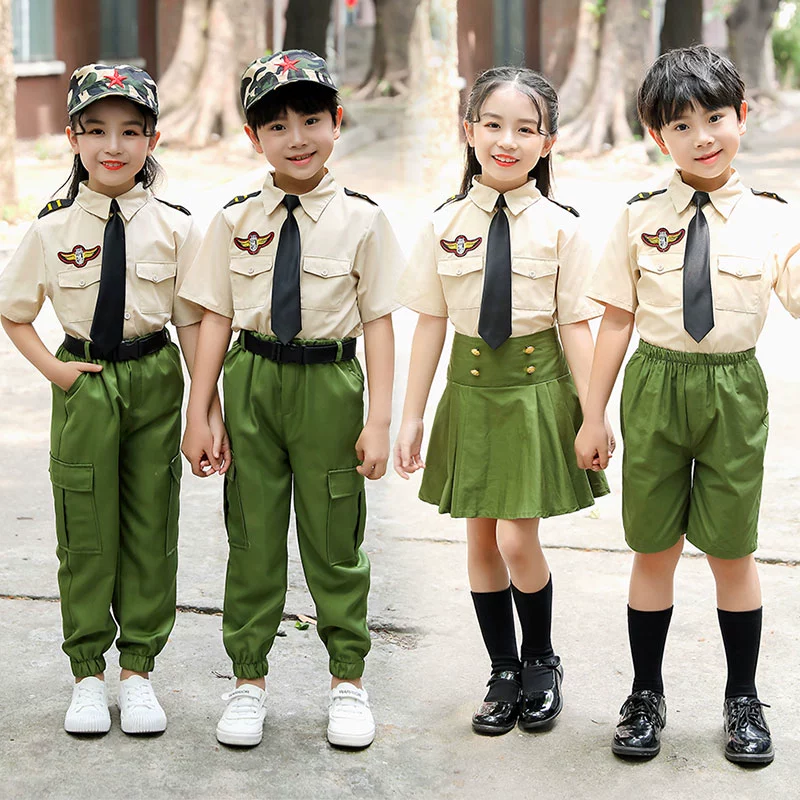Bộ quần áo ngụy trang trẻ em biểu diễn nam và nữ học sinh tiểu học và trung học cơ sở trại hè trại hè quân phục trẻ em huấn luyện quân sự lực lượng đặc biệt - Trang phục