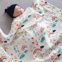 Японское хлопковое марлевое детское банное полотенце, мультяшное одеяло для новорожденных