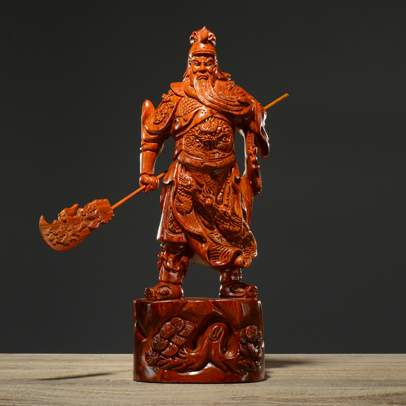 Wood Carving Guan Gong Decoration Pieces kaiguang Wu God of Wealth Wood Pass Two god Like Zhaocai Town House Guan Yu Statues