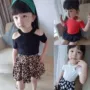 Cô gái, trẻ em, Châu Âu và Mỹ sexy mỏng off-the-vai ngắn tay T-shirt đáy áo top 2018 mùa hè mới quần áo trẻ em shop bán đồ trẻ em