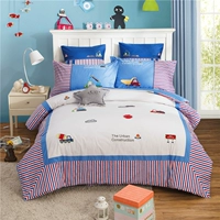 Cartoon thêu [] [] mật độ 40 ít xe tải 133 * 72 trẻ em khỏe mạnh bộ đồ giường bông cotton - Bộ đồ giường trẻ em 	bộ chăn ga gối cho bé đi học	