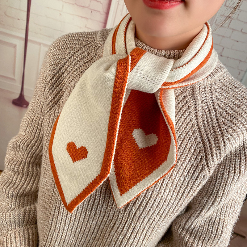 Love Brick Red + WhiteLate late Same ins the republic of korea Knitting wool Neck cover overlapping fish tail Neckline bow Small scarf female Autumn and winter