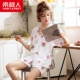 Đồ ngủ kimono Nhật Bản Nam Cực nữ mùa hè cotton ngắn tay Hàn Quốc tươi sinh viên lỏng lẻo dịch vụ nhà hai mảnh phù hợp - Bên ngoài ăn mặc