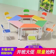 Học sinh màu bàn ghế đào tạo lớp kết hợp màu sắc đồ nội thất trường học hình thang bàn tư vấn lớp nghệ thuật trẻ em bàn nghệ thuật - Nội thất giảng dạy tại trường