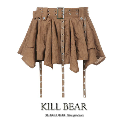 taobao agent Kill Bear Waste soil wind retro non -ruled skirt Belt band skirt fashionable pleated ruffled skirt summer