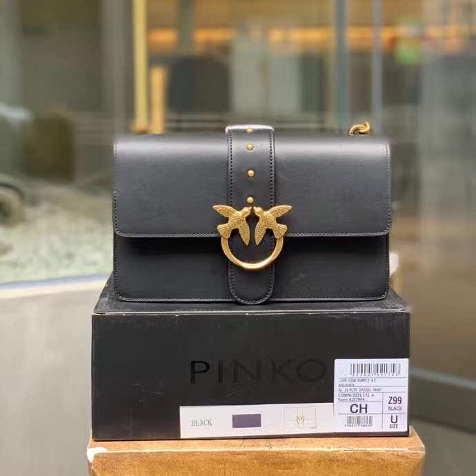 21 Large Black Gold2021 new pattern quality goods Purchasing agent PINKO Swallow bag Pingao Dionysus Female bag One shoulder Messenger Chain package Official website