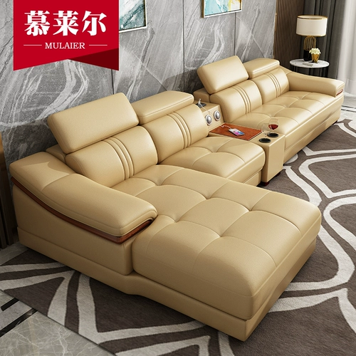 Кожаный современный и минималистичный диван, импортная мебель, воловья кожа