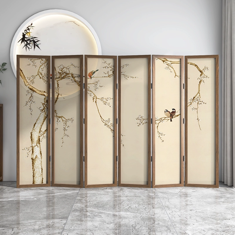 vách trang trí Tùy chỉnh 
            màn hình gỗ rắn phân vùng phòng khách gấp di động văn phòng mới phong cách Trung Quốc nhà hàng phòng trà phòng ngủ chặn hoa và chim gia dụng vách ngăn vách trang trí cầu thang 