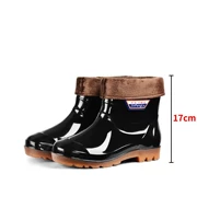 Giày đi mưa ngắn ống thấp ấm áp cao ống phiên bản dài ống cao su không thấm nước giày dày ống mùa đông xô nam - Rainshoes