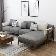 Nordic sofa gỗ rắn căn hộ nhỏ tối giản theo phong cách Bắc Âu mạng hiện đại ánh sáng màu đỏ sang trọng phòng khách đồ gỗ - Ghế sô pha