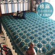 Angry đẩy phong cách Mỹ cotton và kết cấu vải lanh handmade crochet móc hoa ren giường bìa giường bìa DIY rèm rèm