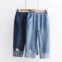 Cô gái 10-15 tuổi mùa hè mỏng mảnh denim quần cắt 12 đứa trẻ lớn 13 trẻ em béo sinh viên quần giản dị 9 - Quần jean quần jean denim trẻ em