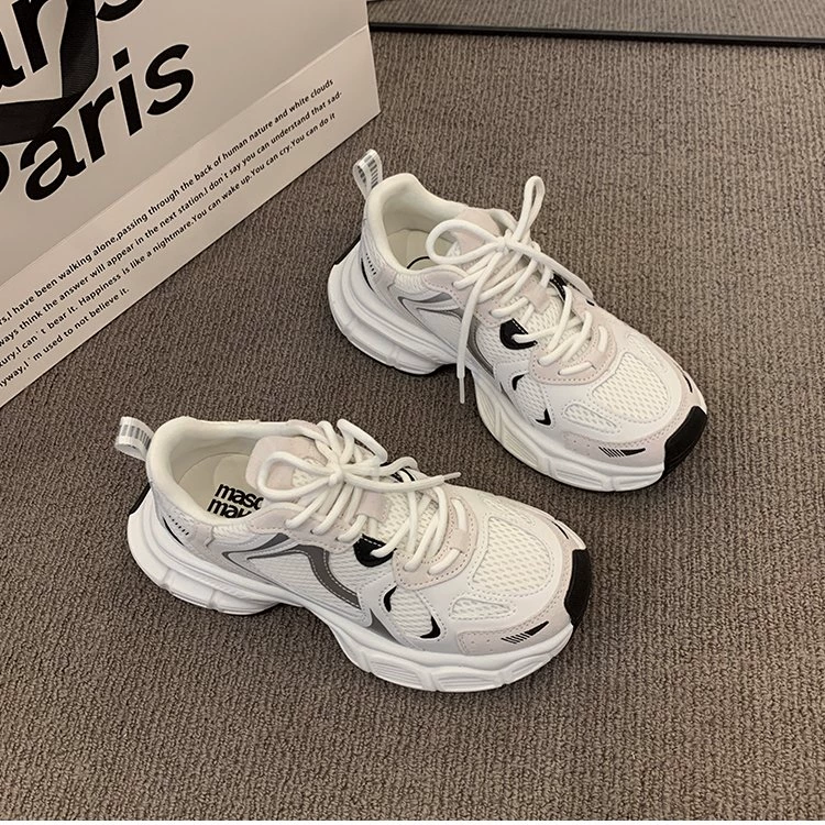 Кроссовки Huaqiang Huali сетчатые дышащие повседневные dad shoes женские, 2023 новые женские кроссовки, спортивные кроссовки, универсальная толстая подошва, сетчатые