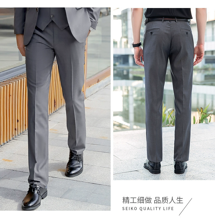 Quần phù hợp với kích thước lớn chuyên nghiệp cho nam và nữ với cùng một loại vải kẻ sọc thẳng quần overalls quần nam màu xám phù hợp với quần - Suit phù hợp