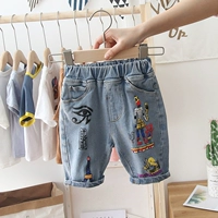 Quần soóc denim bé trai mỏng ngoại quốc mùa hè quần bảy điểm quần mùa hè quần trẻ em phiên bản Hàn Quốc của quần thủy triều - Quần jean quần jean trẻ em giá rẻ