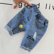 Trai cắt quần mỏng phần 2018 trẻ em mùa hè mới jeans lỗ quần quần Hàn Quốc phiên bản của quần short trẻ em thủy triều