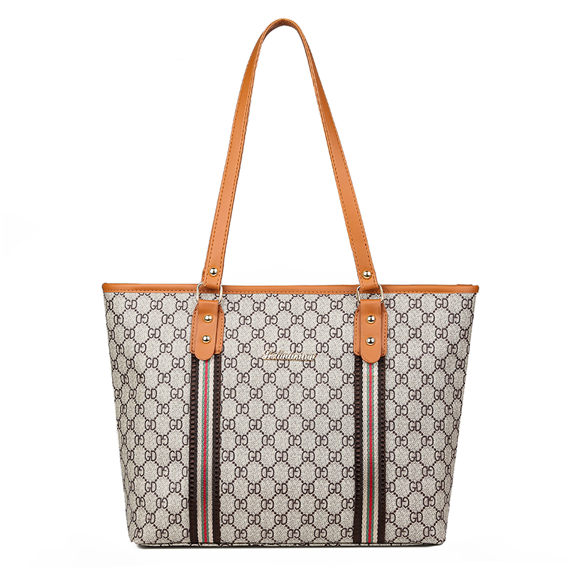Light Brown2021 new pattern Female bag Color contrast stripe  Simplicity leisure time The single shoulder bag high-capacity fashion Versatile handbag