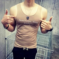 Áo sơ mi nam đẹp trai vest vest thời trang kéo dài hè hè hè mồ hôi vest cổ tròn retro ngực thấp áo ba lỗ