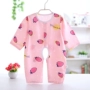 Mùa hè em bé cotton lụa jumpsuit áo choàng cotton nhân tạo cotton romper em bé áo dài tay - Áo liền quần quần áo trẻ em cao cấp