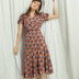 Tương đối sợi Wormwood | Pháp retro in ấn váy hoa đuôi cá váy trong phần dài của eo cao quấn mùa hè váy đầm