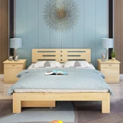 Giường gỗ đơn giản đơn giản 1,8 m phòng ngủ chính hiện đại tối giản 1,2m giường đơn kinh tế 1,5 m giường trẻ em giường đôi - Giường
