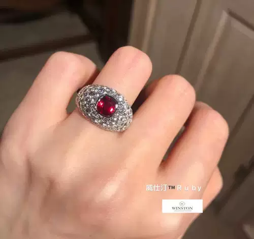 Ювелирное украшение, рубиновое бриллиантовое платиновое кольцо, белое золото 18 карат