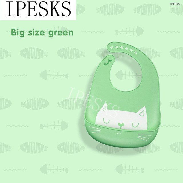 Green&CatSiliconebibsBabyNewbornBoybibGirlSalivaTowelInfant