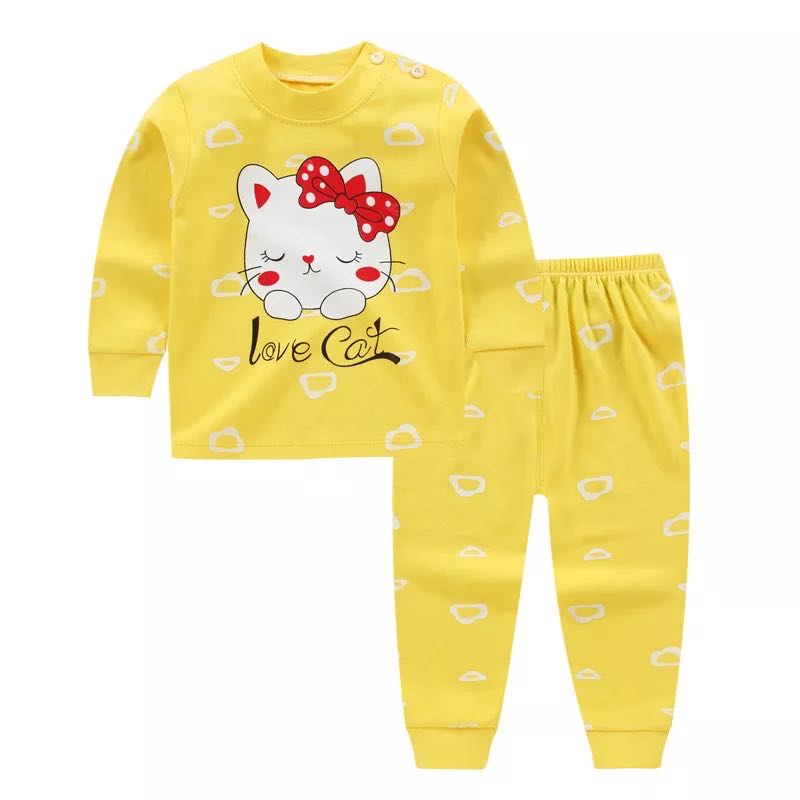 Light Yellow6 Months 7 Baby girl One baby Autumn trousers Autumn clothes suit 0 One 1-2-3 year winter Korean version tide pure cotton clothes virgin boy