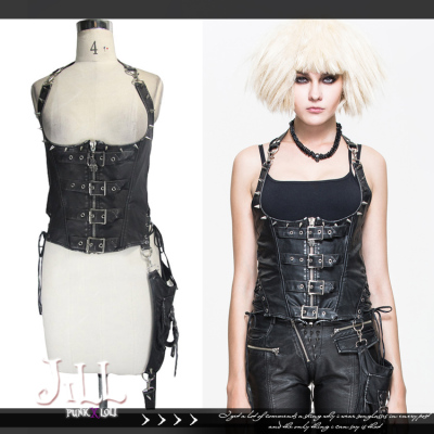 taobao agent O Jerri o British hard core rock punk Qiao Anna game thorn and cave hanging neck low -cut vest Rock silver