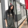 Zhou Jiaen mùa hè phiên bản Hàn Quốc của áo phông rộng quá khổ hip hop năm điểm tay áo sơ mi tay ngắn tay áo sơ mi nữ - Áo phông áo phông cao cấp