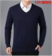 Áo len cashmere mùa đông nam v-cổ dày trung niên kinh doanh gà trái tim cổ áo len cha mặc áo len màu rắn