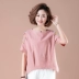 Váy thêu hoa cotton và vải lanh nữ 2019 mới mùa hè áo sơ mi rộng 30 - 40 tuổi - Áo phông áo phông ngắn tay Áo phông