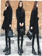 2018 chống mùa thu đông mới phiên bản Hàn Quốc mới của áo len mỏng màu đen mỏng trong chiếc áo khoác len nữ dài