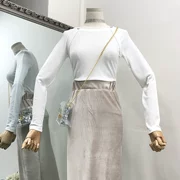 J 14 thời trang mới phiên bản Hàn Quốc hoang dã của áo thun cổ tròn tự trồng dài tay áo thun nữ Hàn Quốc