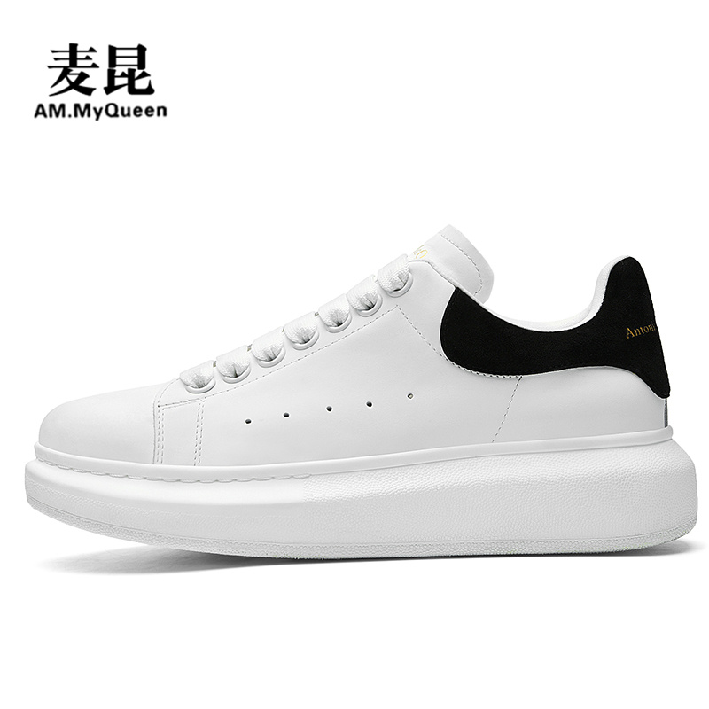 Black Tailed VelvetMcQueen Little white shoes female 2021 Spring genuine leather Women's Shoes summer new pattern Internal elevation Thick soled shoes Versatile shoes male summer