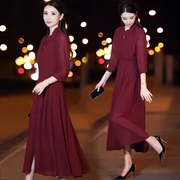 Đầm voan xuân sớm 2019 phụ nữ mới mùa xuân retro khí chất Pháp eo thon váy đỏ - Váy dài